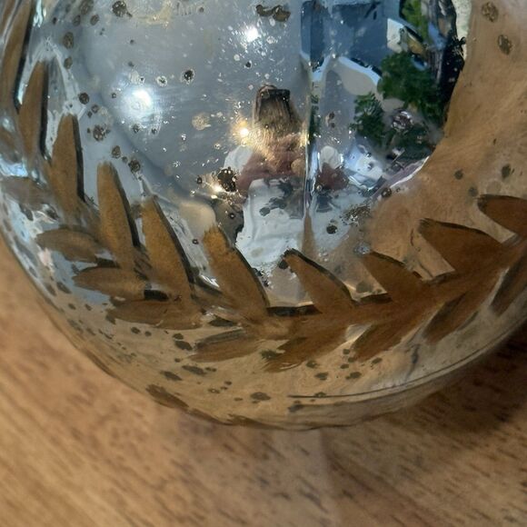 Set 3 Large Mercury Glass Kugel Style Gold Vine Ornaments ~4.5” Christmas Heavy - Picture 3 of 15